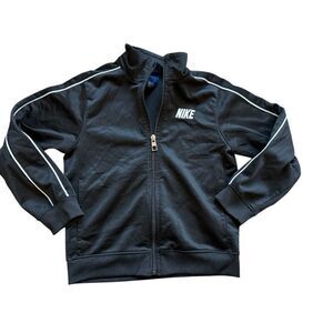 Youth Boys Nike Black & White Stitched Logo  Dry Fit Full Zip Track Jacket  Sz 6